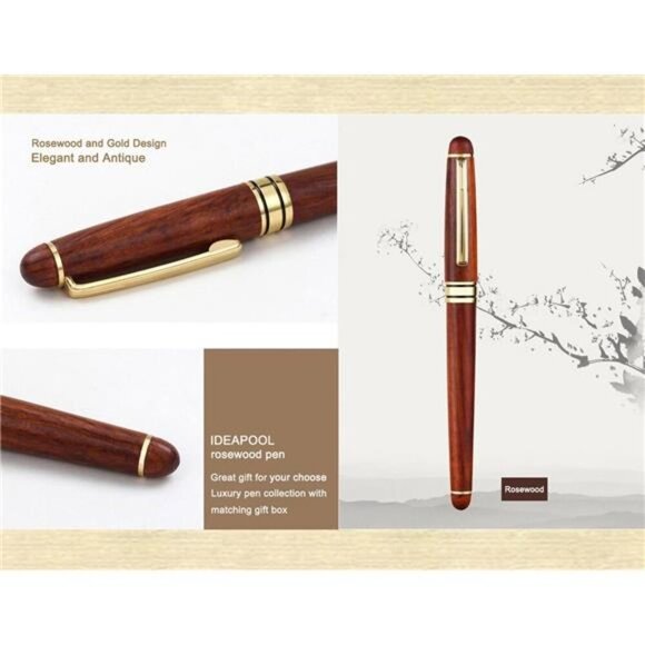 Genuine Rosewood Ballpoint Pen Writing Set - Extra 2 Black Ink Refills - Fancy - Picture 3 of 8